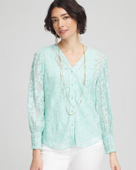 Floral Soutache V-Neck Blouse Teal Waters - Chico's