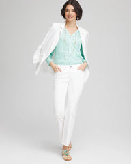 Floral Soutache V-Neck Blouse Teal Waters - Chico's
