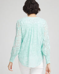 Floral Soutache V-Neck Blouse Teal Waters - Chico's