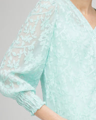 Floral Soutache V-Neck Blouse Teal Waters - Chico's
