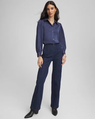 Puff Sleeve Satin Blouse Indigo Sky - Chico's