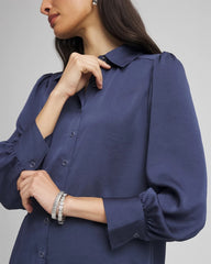Puff Sleeve Satin Blouse Indigo Sky - Chico's