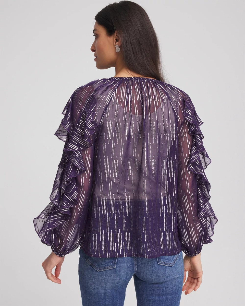Georgette Ruffle Sleeve Blouse Purple Elixir - Chico's