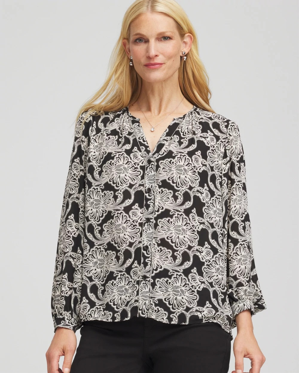 Caviar Bead Georgette Blouse Black - Chico's
