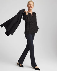 Feathered Pullover Peasant Blouse Black - Chico's