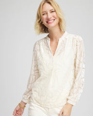 Cream Burnout Pullover Blouse English Cream - Chico's