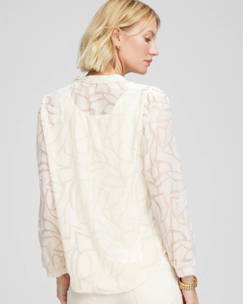 Cream Burnout Pullover Blouse English Cream - Chico's