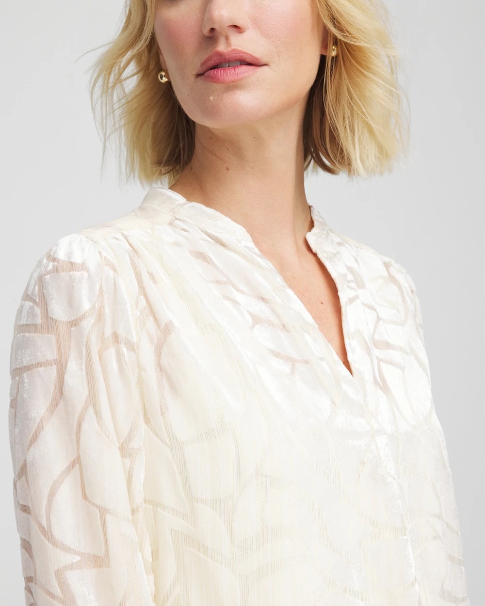 Cream Burnout Pullover Blouse English Cream - Chico's