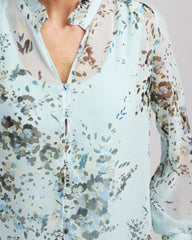 Floral Georgette Peasant Blouse Blue Menthe - Chico's