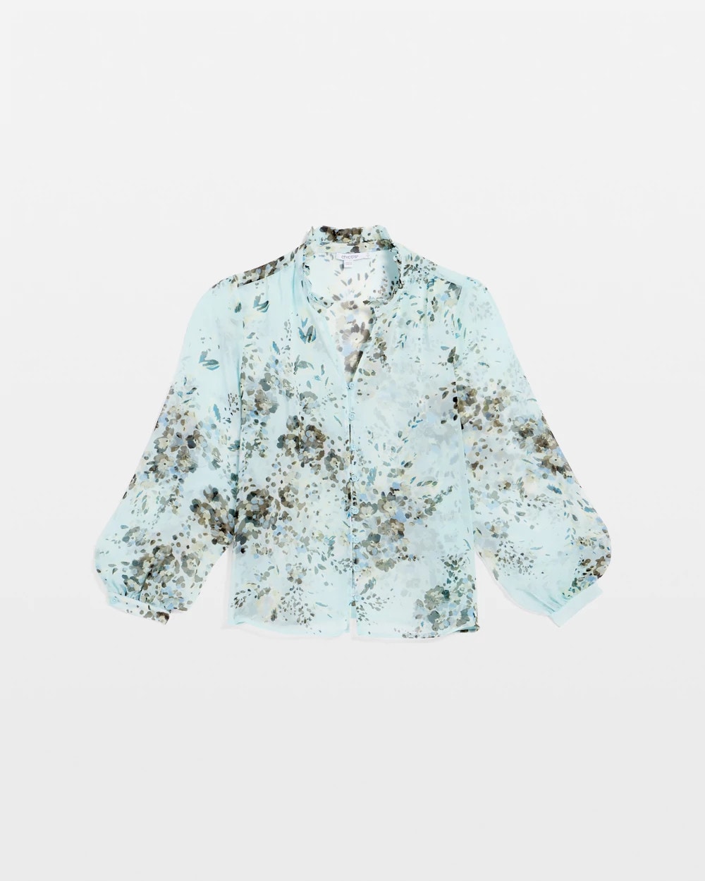 Floral Georgette Peasant Blouse Blue Menthe - Chico's