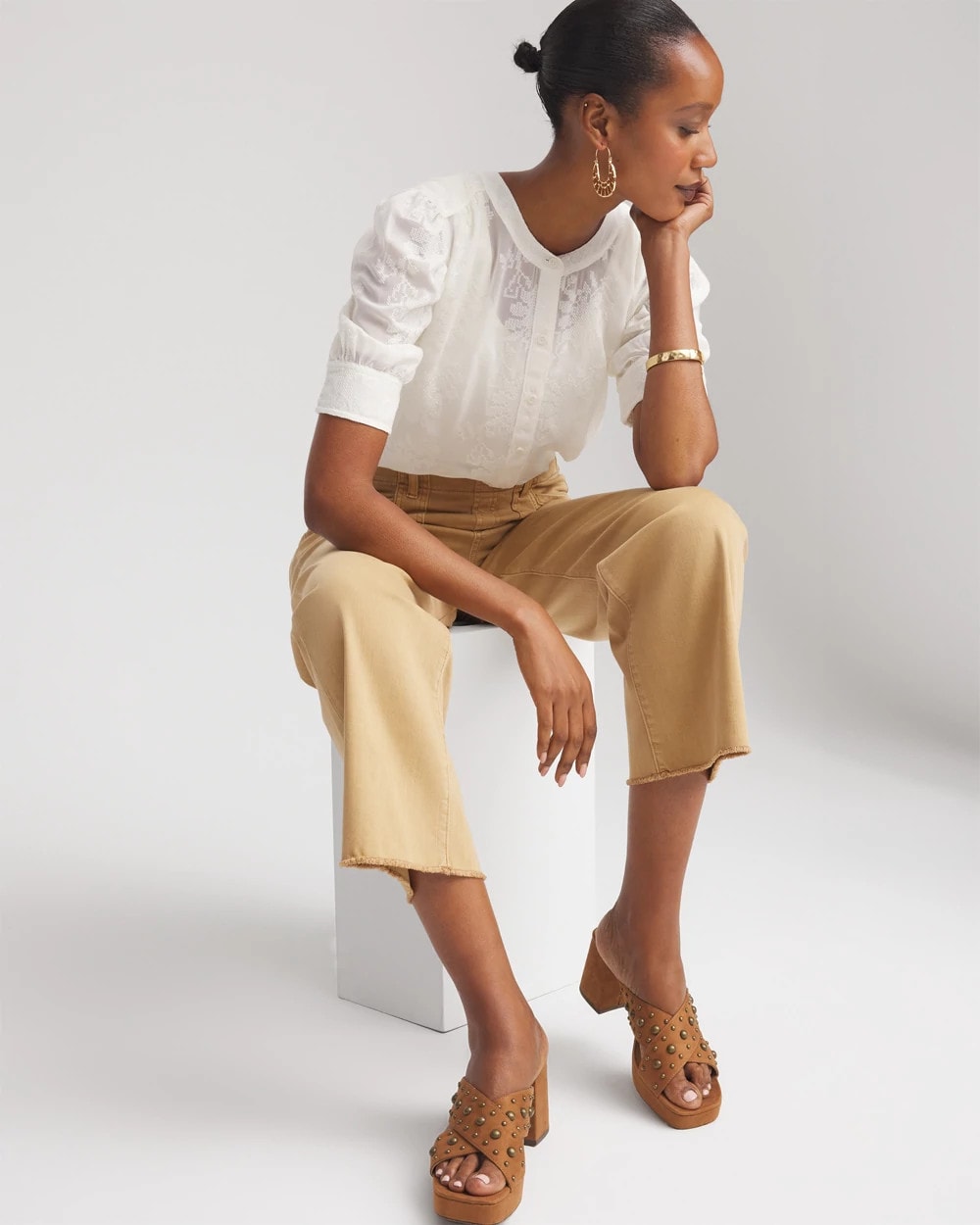 Chiffon Puff Sleeve Shirt Ecru - Chico's