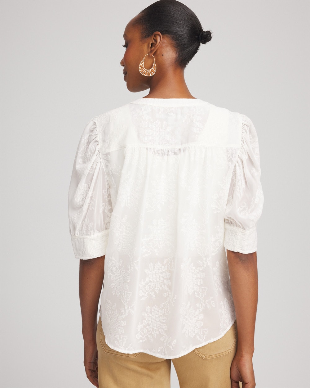Chiffon Puff Sleeve Shirt Ecru - Chico's