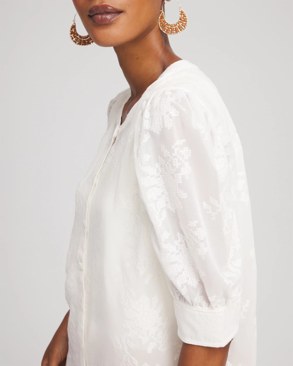 Chiffon Puff Sleeve Shirt Ecru - Chico's