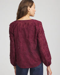 Feathered Pullover Peasant Blouse Deep Chianti - Chico's