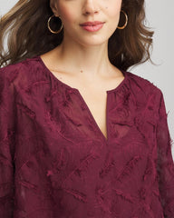 Feathered Pullover Peasant Blouse Deep Chianti - Chico's