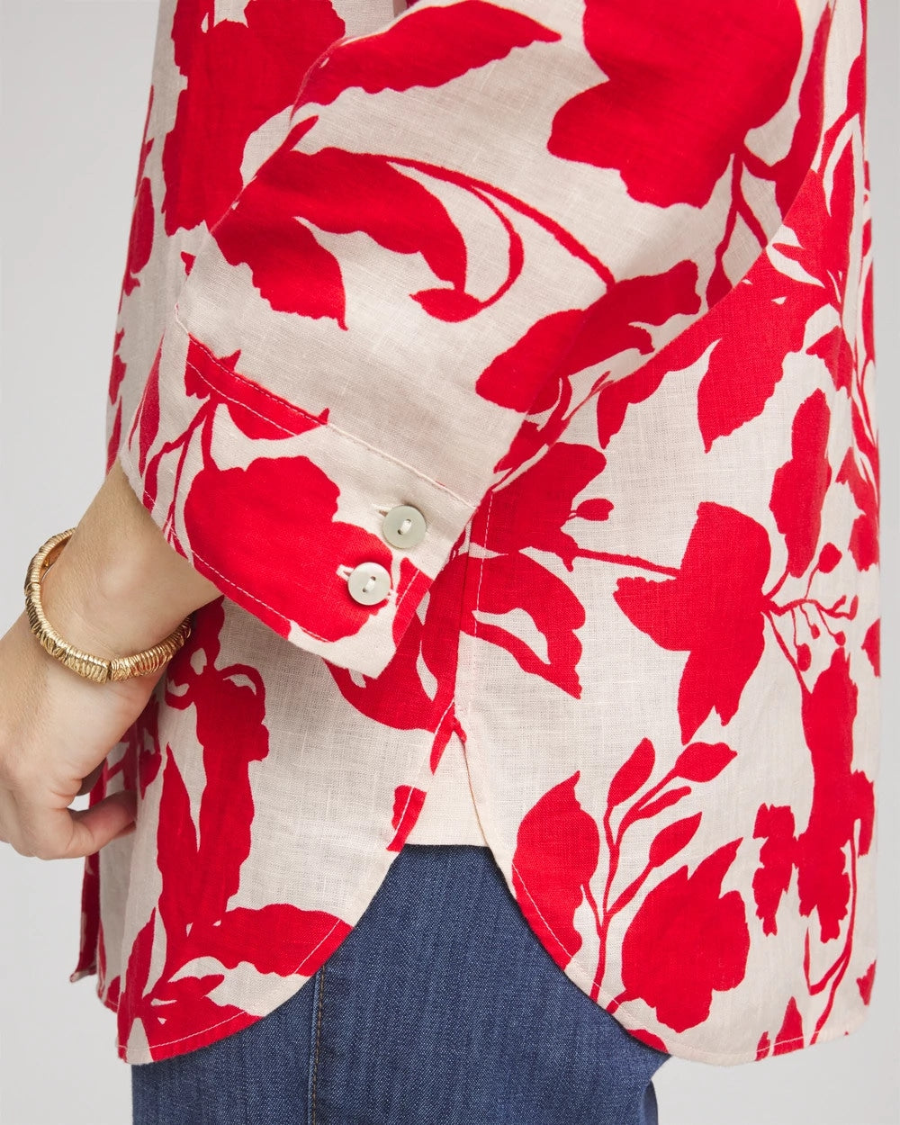 No Iron™ Floral Linen Shirt Red Glow - Chico's