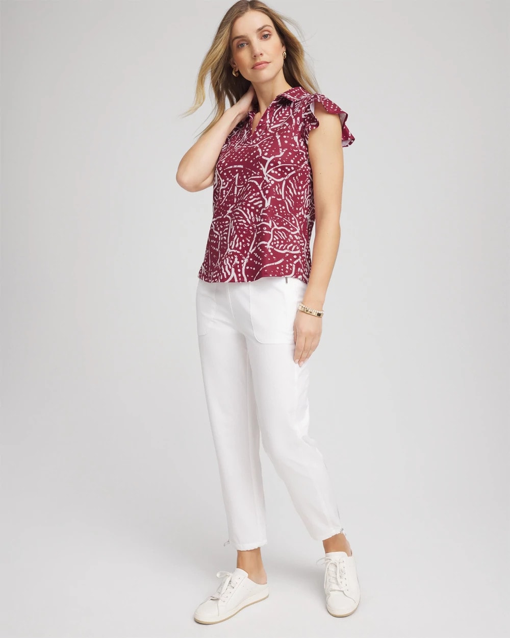 Zenergy® UPF Printed Polo Top Russet Red - Chico's