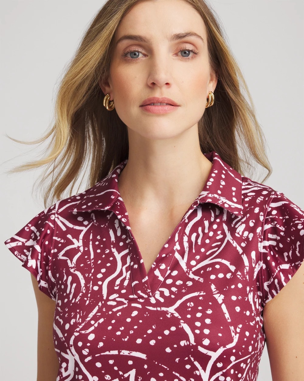 Zenergy® UPF Printed Polo Top Russet Red - Chico's