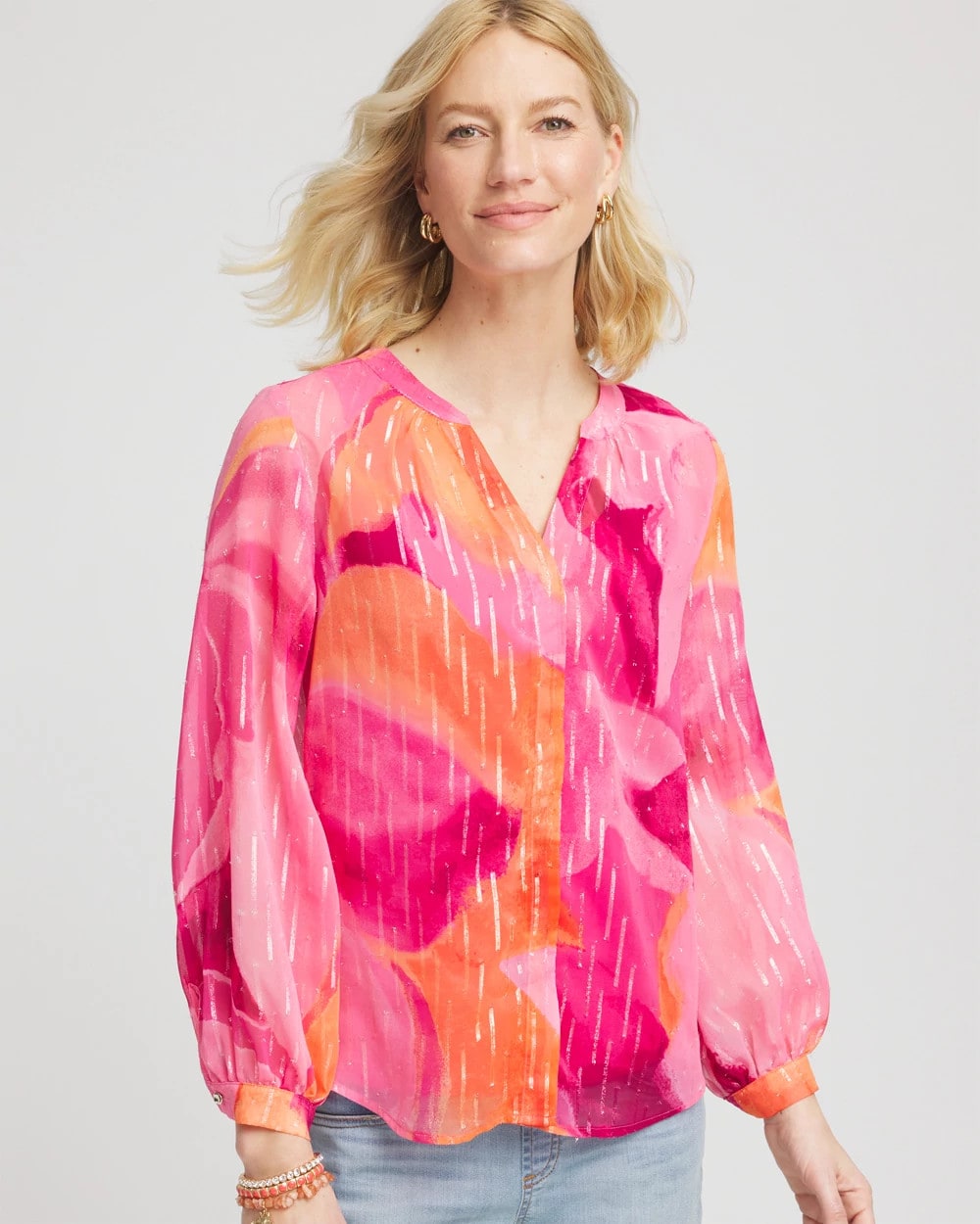 Watercolor Classic Fit Chiffon Blouse Crushed Berries - Chico's