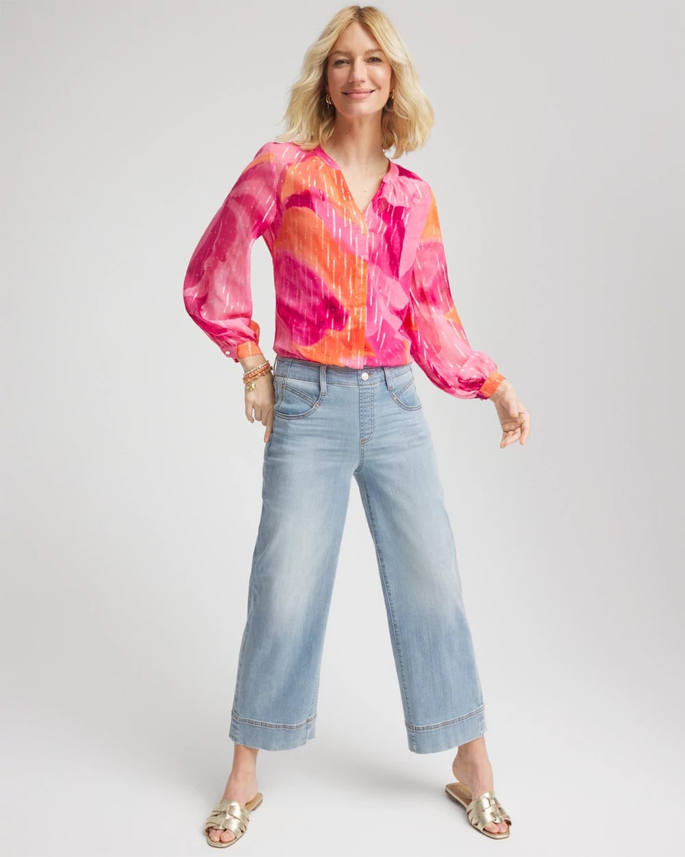 Watercolor Classic Fit Chiffon Blouse Crushed Berries - Chico's