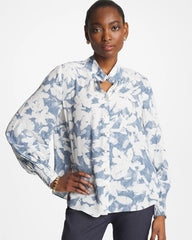 Faux Silk Mockneck Blouse Tidal Blue - Chico's