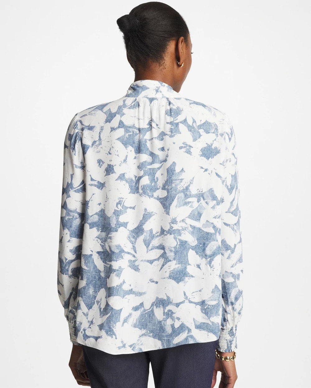 Faux Silk Mockneck Blouse Tidal Blue - Chico's