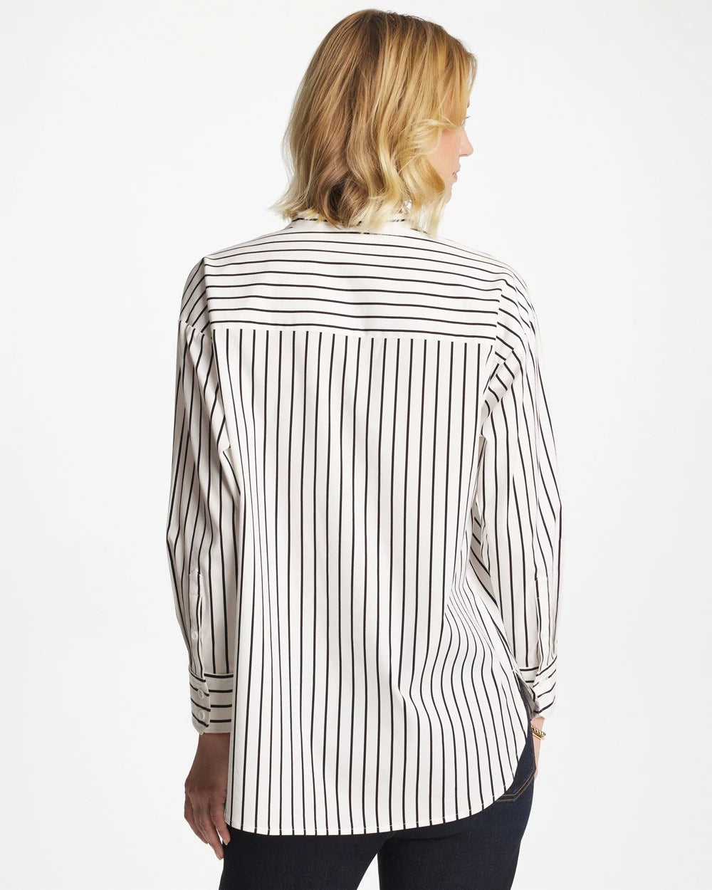 Striped Poplin Applique Tunic Black - Chico's