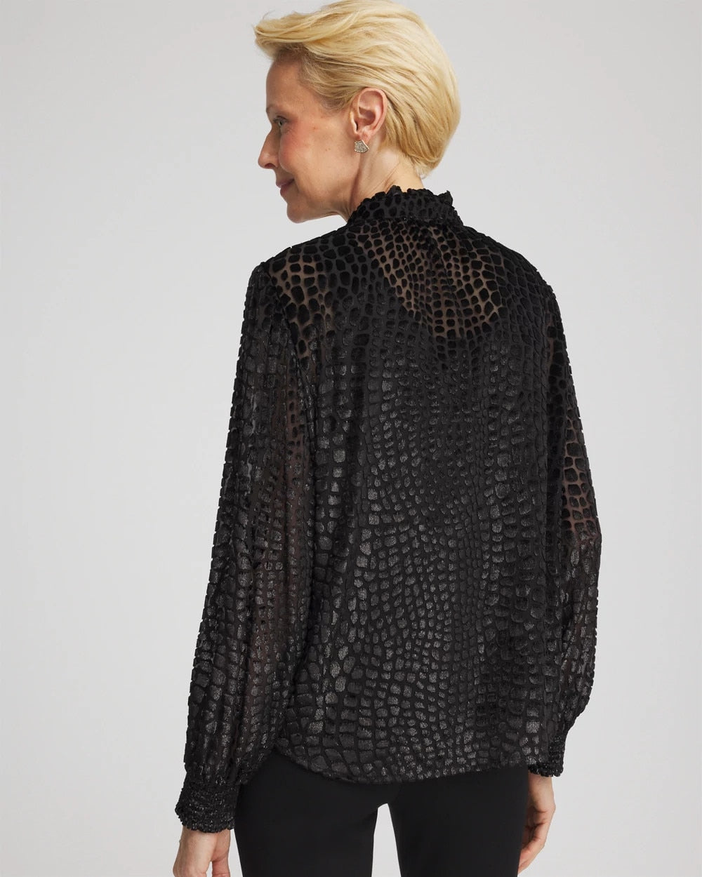 Burnout Velvet Blouse Black - Chico's