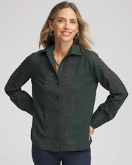 Lace Cotton Voile Shirt Darkest Spruce - Chico's