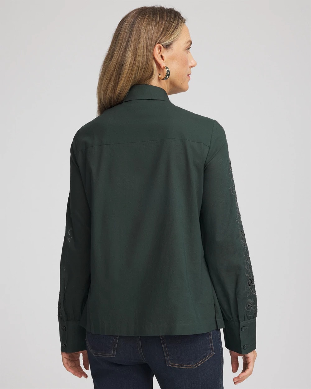 Lace Cotton Voile Shirt Darkest Spruce - Chico's