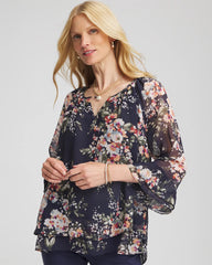 Floral Georgette Blouse Passport Blue - Chico's