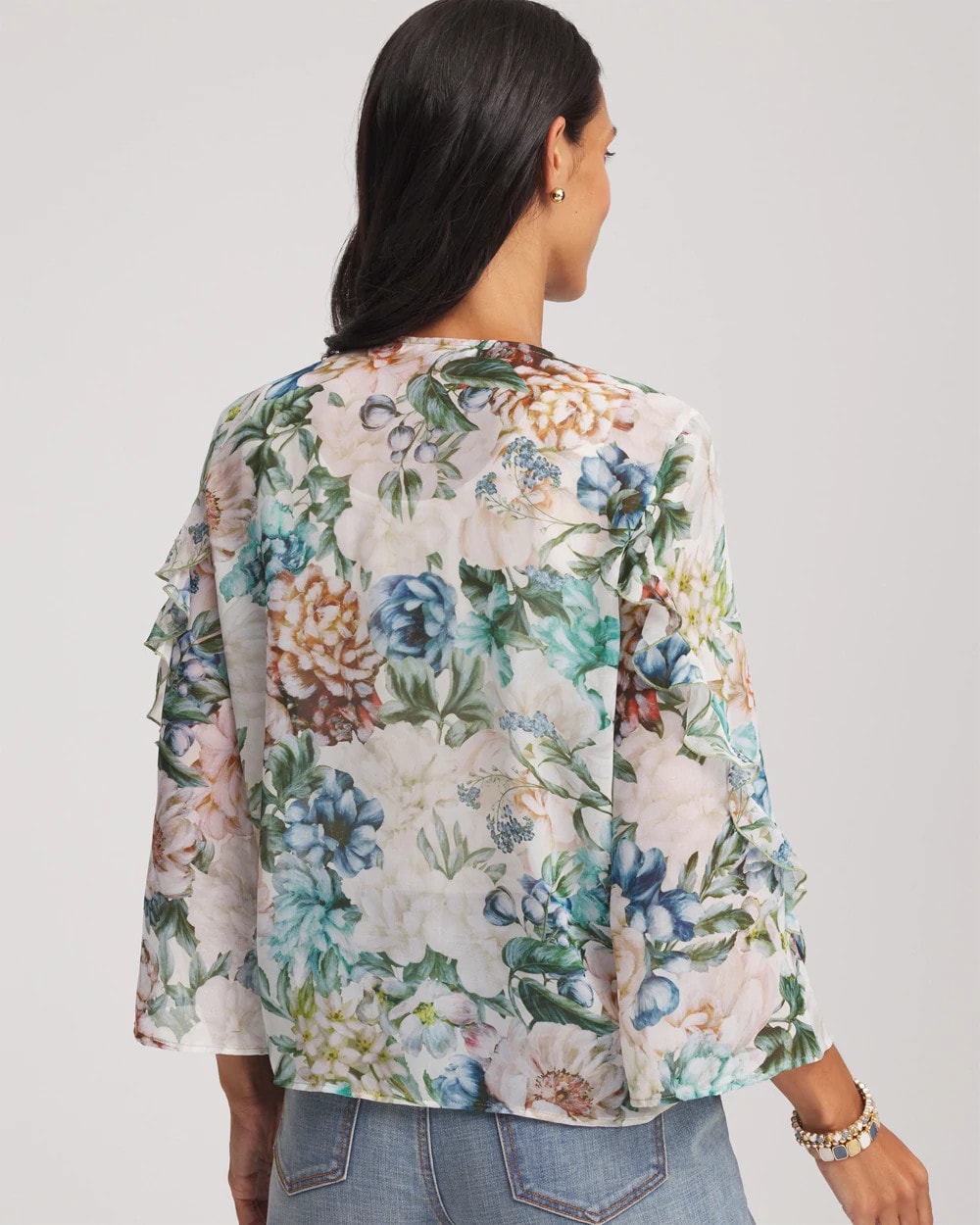 Georgette Ruffled V-Neck Blouse Rose Smoke - Chico's