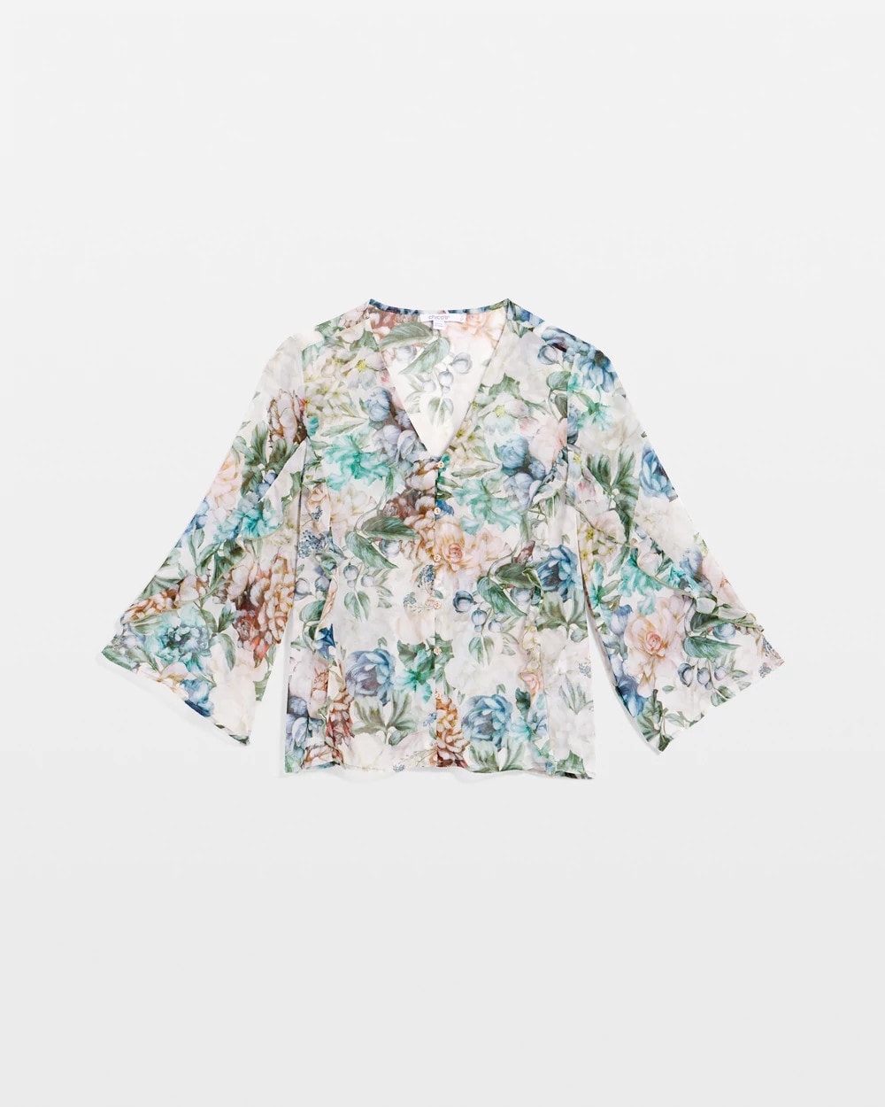 Georgette Ruffled V-Neck Blouse Rose Smoke - Chico's