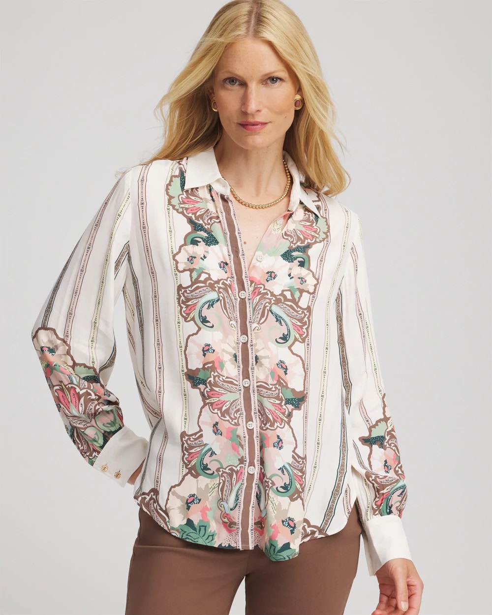 Silky Classic-Fit Shirt Ecru - Chico's