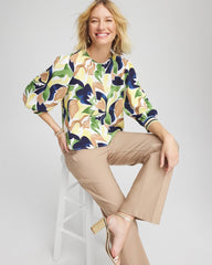 Mod Blooms Matte Satin Pullover Panna Cotta - Chico's