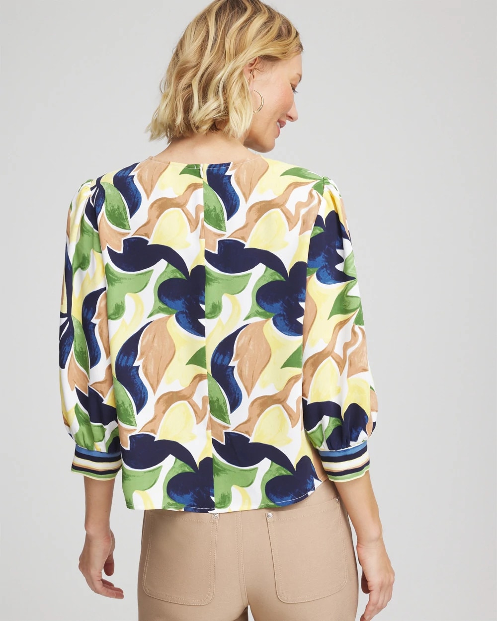 Mod Blooms Matte Satin Pullover Panna Cotta - Chico's