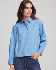 Embellished Stretch Cotton Collared Shirt Tidal Blue - Chico's