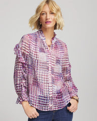 Gingham-Print Georgette Blouse Gooseberry - Chico's