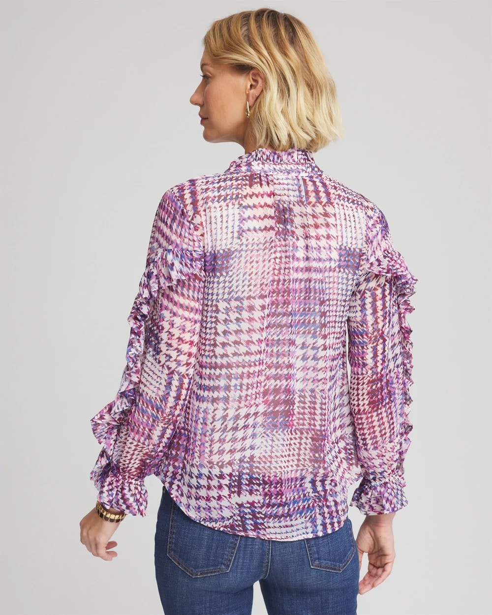 Gingham-Print Georgette Blouse Gooseberry - Chico's