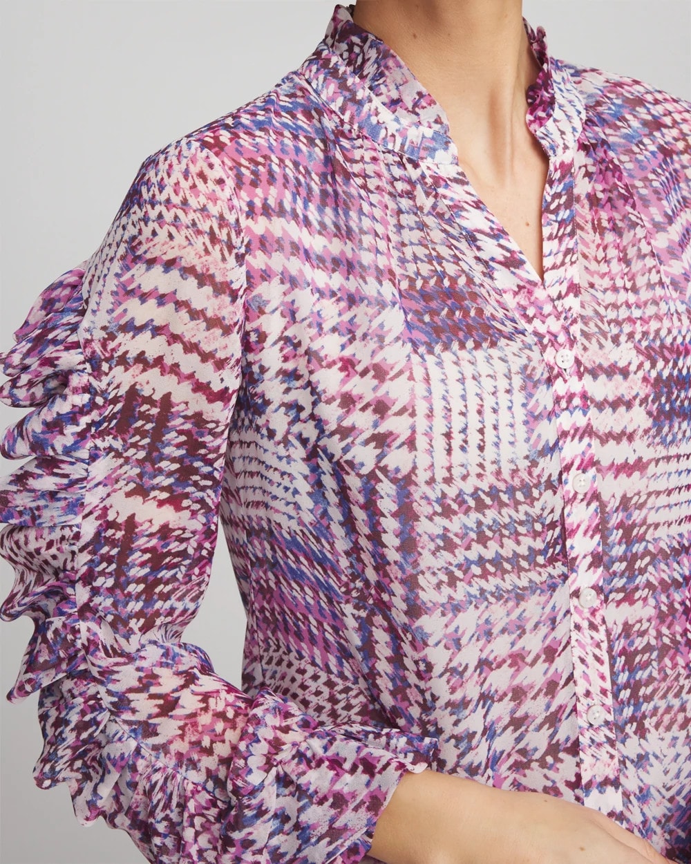 Gingham-Print Georgette Blouse Gooseberry - Chico's