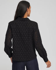 Heart Eyelet Shirt Black - Chico's