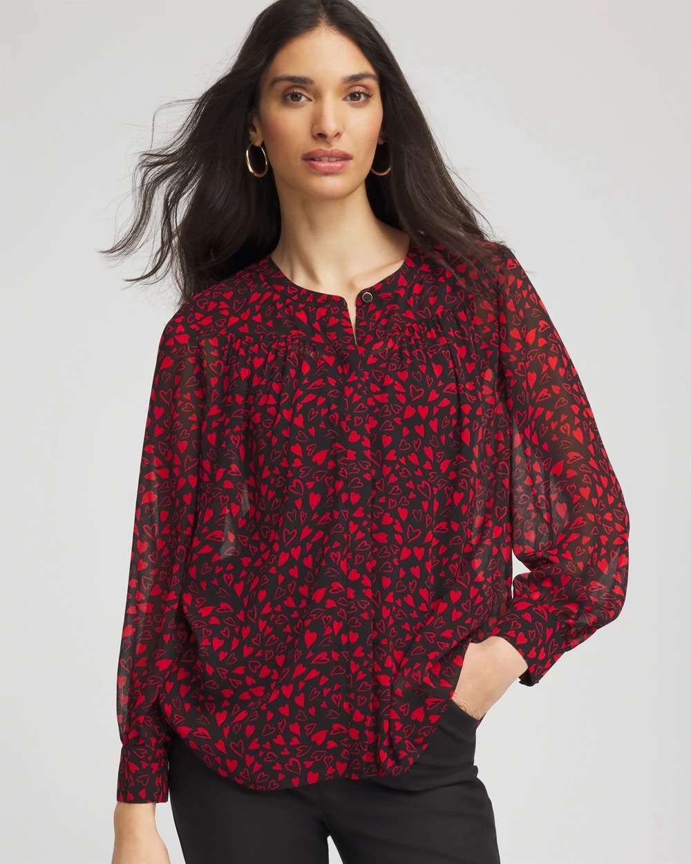 Lover Girl Georgette Blouse Love Letter Red - Chico's