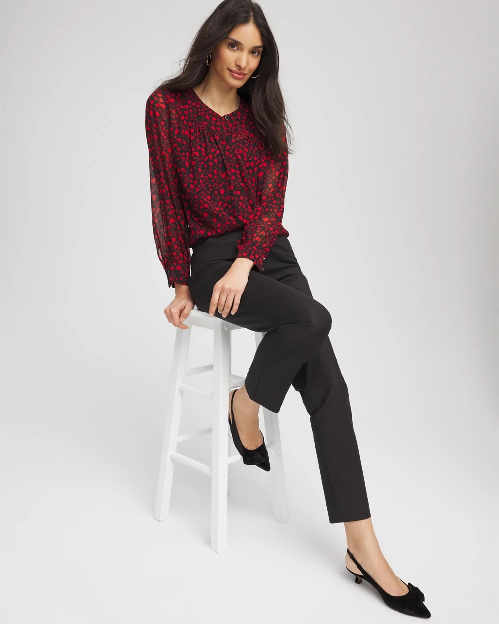 Lover Girl Georgette Blouse Love Letter Red - Chico's