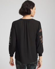 Crepe Banded Collar Blouse Black - Chico's