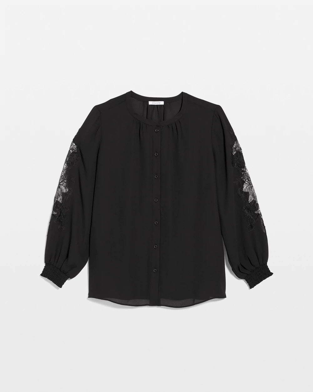 Crepe Banded Collar Blouse Black - Chico's