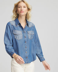 Tencel™ Colorblock Classic-Fit Shirt Bailey Indigo - Chico's