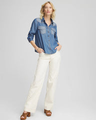 Tencel™ Colorblock Classic-Fit Shirt Bailey Indigo - Chico's