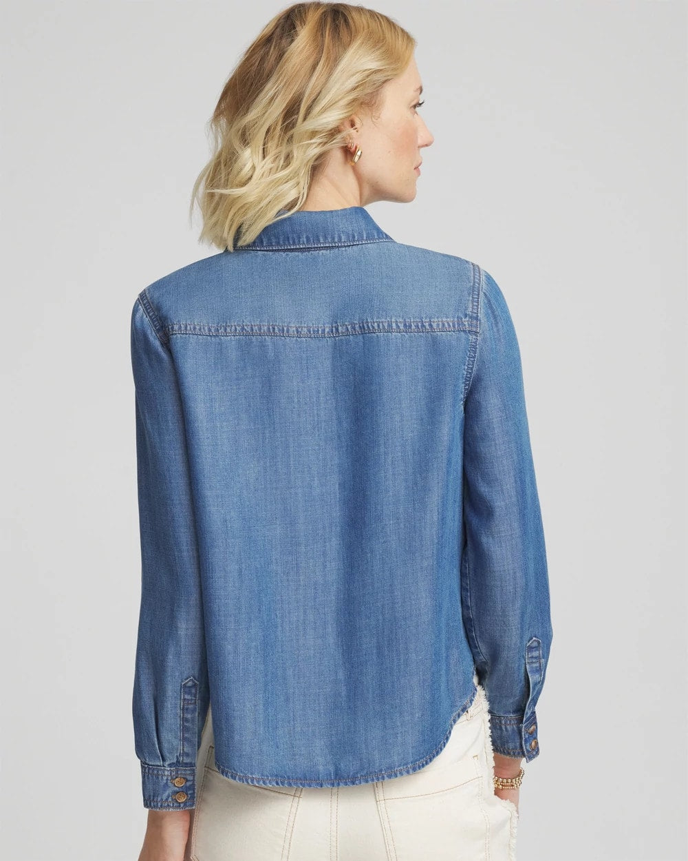 Tencel™ Colorblock Classic-Fit Shirt Bailey Indigo - Chico's