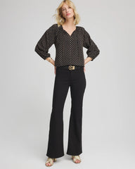 Floral Print Tie-Neck Top Black - Chico's
