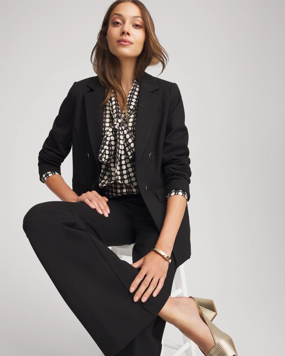 Clip-Dot Tie-Front Blouse Black - Chico's